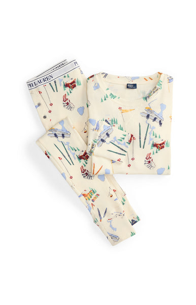 POLO HENLEY & JOGGER SET - TRAVEL SKI PRNT