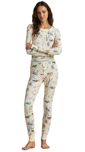 POLO HENLEY & JOGGER SET - TRAVEL SKI PRNT