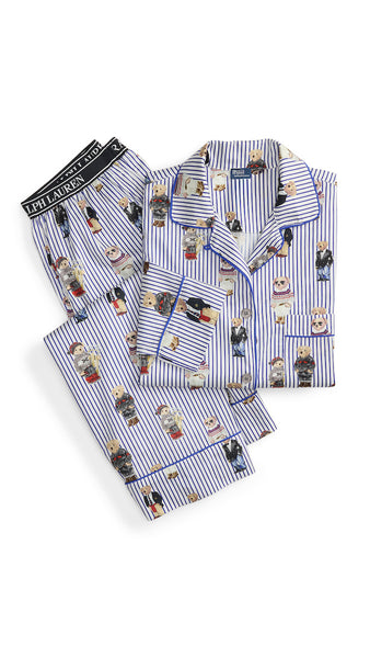 Iconic Polo Bear Cotton Sateen Madison Button Up Pajama Set - Polo Ralph Lauren *LOW STOCK*