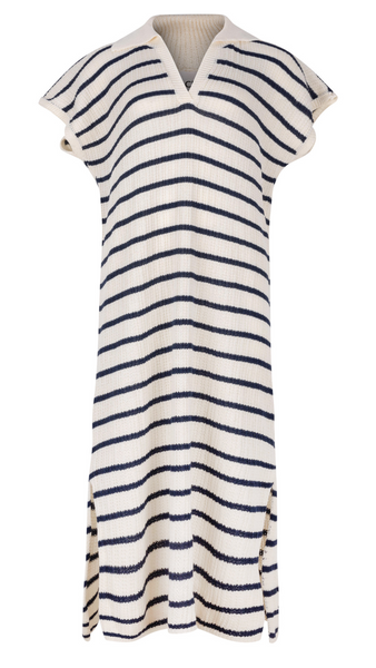ERIN KNIT DRESS - ECRU/NAVY
