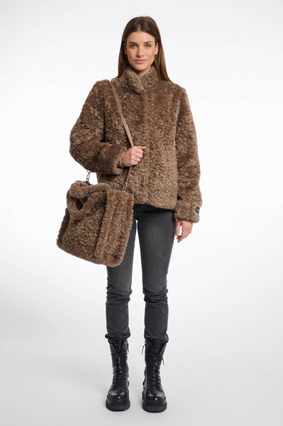 BRAX FAUX FUR SHOPPER - TOFFEE