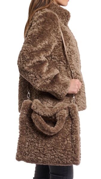 BRAX FAUX FUR SHOPPER - TOFFEE