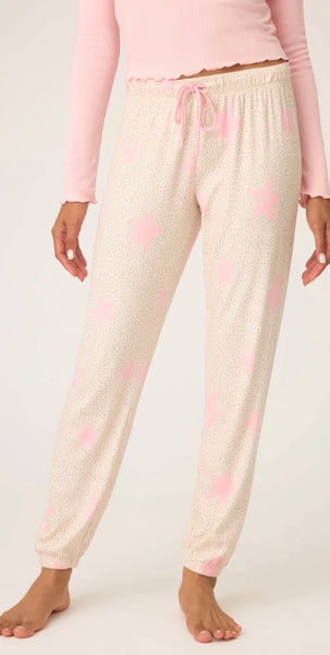 Stay Wild Leopard & Star Print Pointelle Cami & Banded Pants