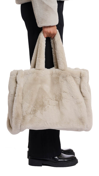DAAN FAUX FUR LARGE SHOPPER - BIRCH