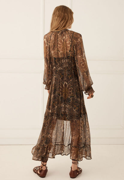 Damask Button Through Gown
