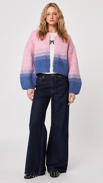 REECE GRADATED COLOUR BLOCK OPEN CARDIGAN