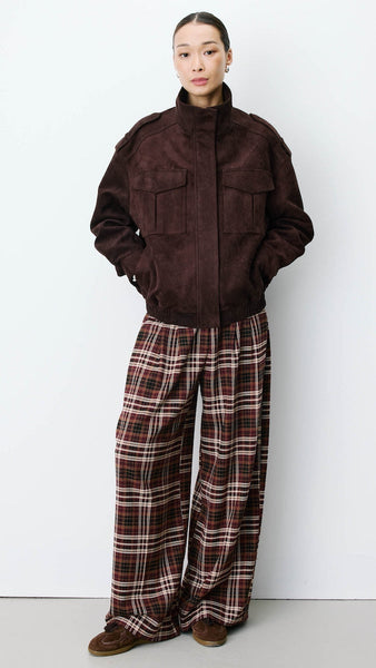 ARIELLE OVERSIZED SUEDE-EFFECT HIGH-NECK JACKET