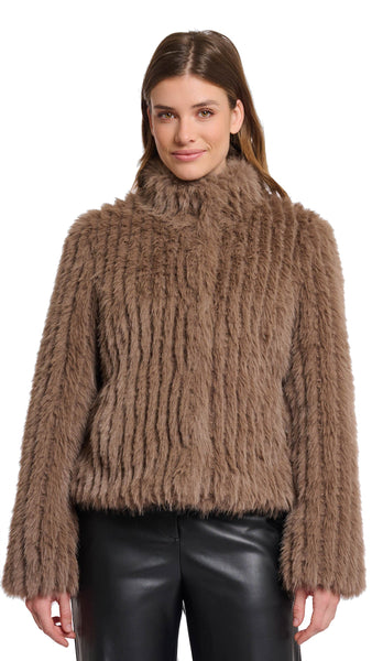 FAITH FAUX FUR JACKET - TOFFEE