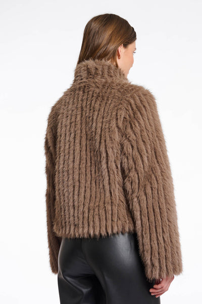 FAITH FAUX FUR JACKET - TOFFEE
