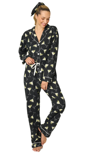 Merrier With A Martini 3-Piece Flannel PJ Set