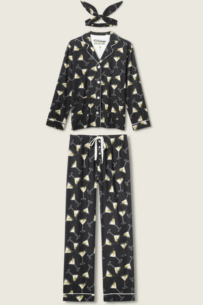 Merrier With A Martini 3-Piece Flannel PJ Set