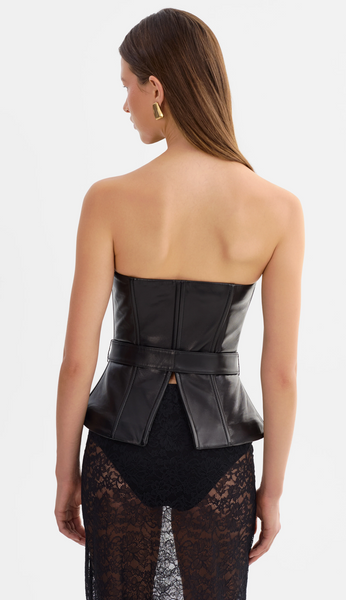 CALA BLACK BELTED LEATHER BUSTIER