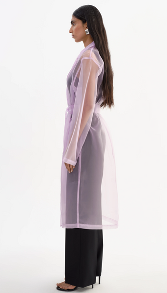 TALISE LILAC SHEER ORGANZA TRENCH COAT