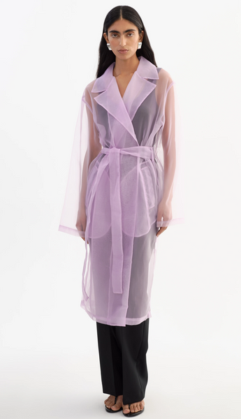 TALISE LILAC SHEER ORGANZA TRENCH COAT