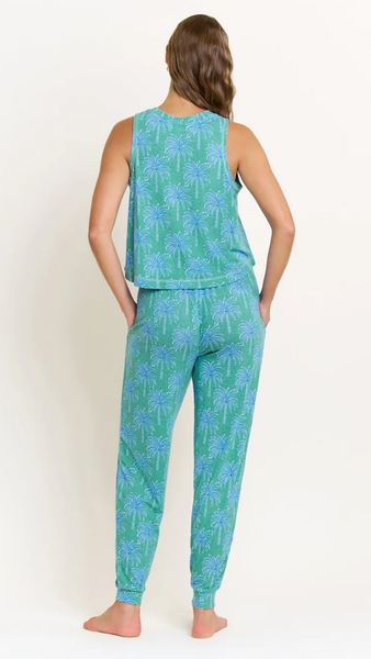 Tank Pant Set in Emerald Etched Palm