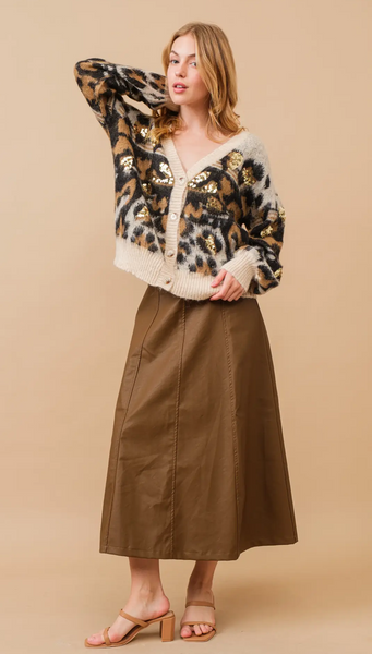 SEQUIN DETAIL LEOPARD CARDIGAN *LAST ONE - Sz S/M*