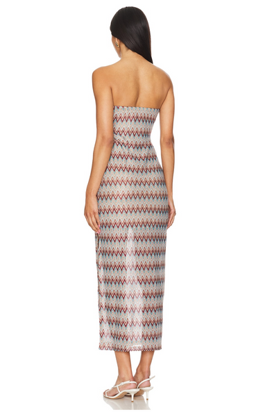 ANDREA CHEVRON STRAPLESS DRESS