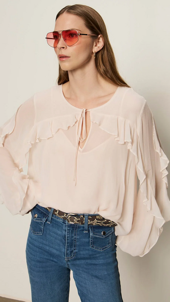 BETTER DAYS RUFFLE BLOUSE - PINK MILK