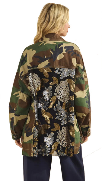 Camo Sequins Contrast Jacket