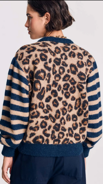 Round Neck Leopard Print Cardigan