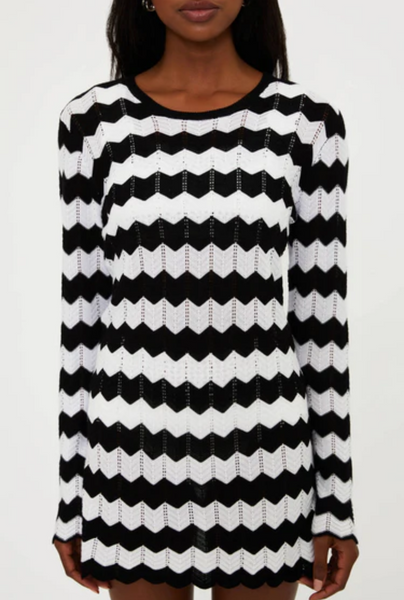 Libbi Dress - BLACK/WHITE TIDE