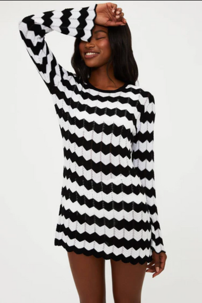 Libbi Dress - BLACK/WHITE TIDE