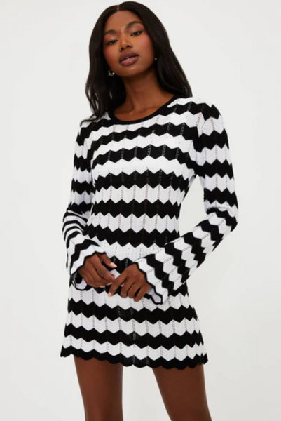 Libbi Dress - BLACK/WHITE TIDE