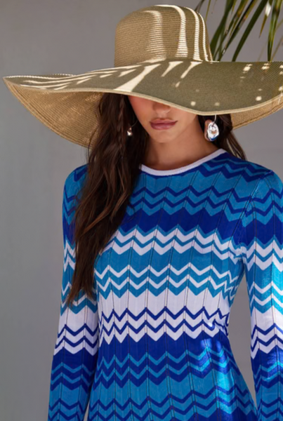 SHEA DRESS - ANTIBES BLUE CHEVRON