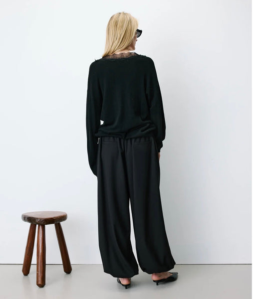 AUGUSTIN KNIT SWEATER WITH LACE V-NECK