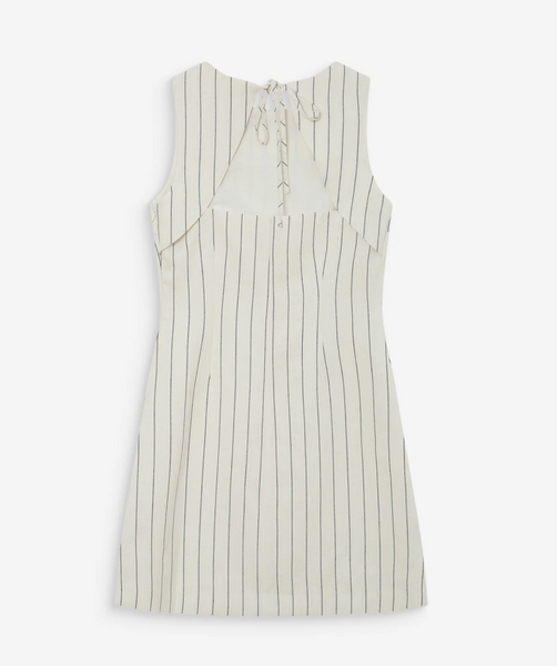 VEA SHORT DRESS IN PINSTRIPE WHITE