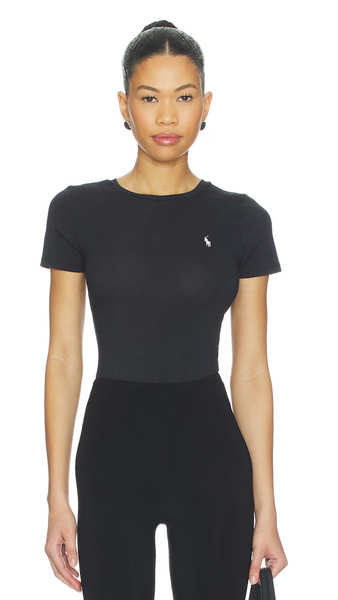 Polo Cotton Short Sleeve Thong Bodysuit