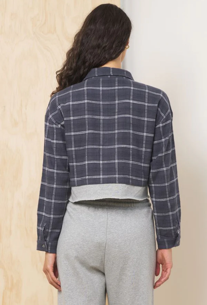 PLAID FRENCH TERRY SHIRT & WIDE LEG PANT SET