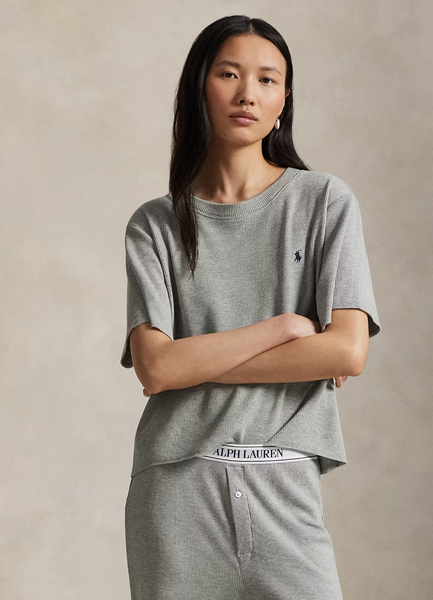 Waffle-Knit Pajama Set Short Sleeve Lounge/PJ Set