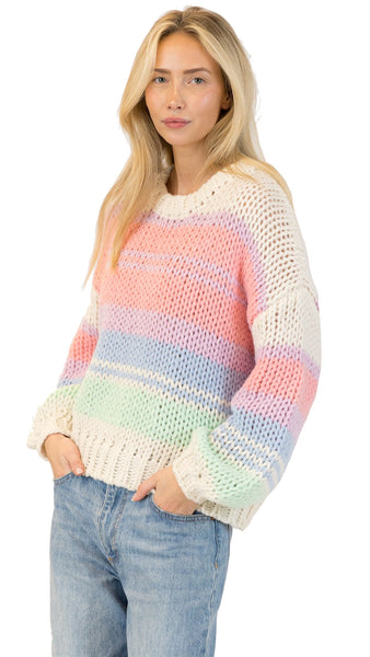 LINDY CREWNECK MULTI STRIPE PULLOVER
