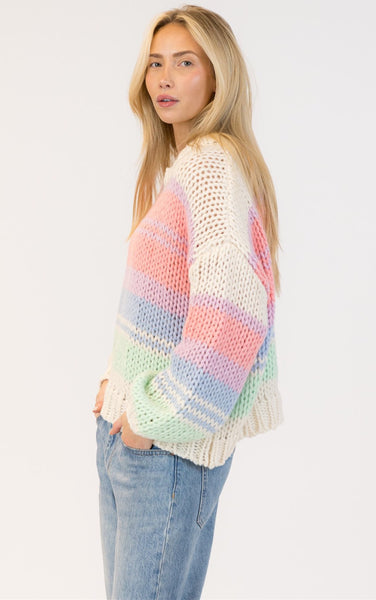 LINDY CREWNECK MULTI STRIPE PULLOVER