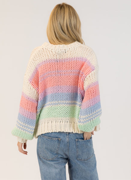 LINDY CREWNECK MULTI STRIPE PULLOVER