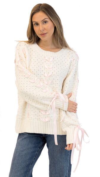 LYDIA CREWNECK RIBBON PULLOVER