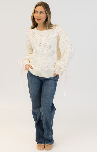 LYDIA CREWNECK RIBBON PULLOVER