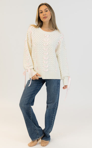 LYDIA CREWNECK RIBBON PULLOVER