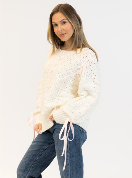 LYDIA CREWNECK RIBBON PULLOVER