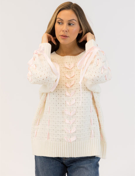 LYDIA CREWNECK RIBBON PULLOVER