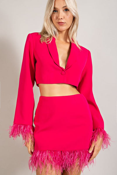 MINI SKIRT WITH FEATHER TRIM *Last One - M*