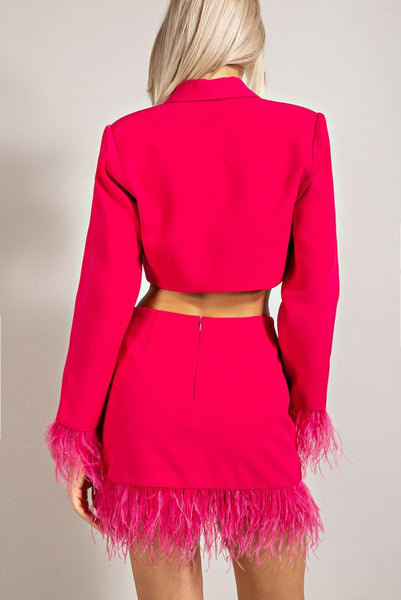 MINI SKIRT WITH FEATHER TRIM *Last One - M*