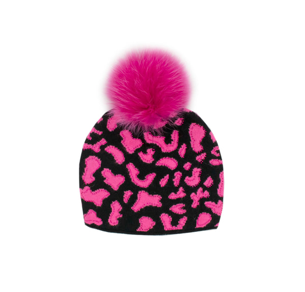 PINK ANIMAL PRINT HAT & GLOVE SET