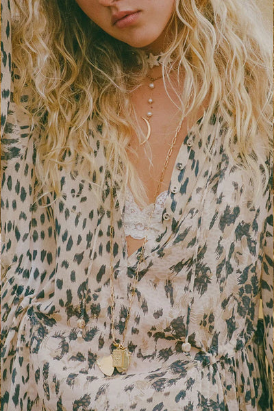 SNOW LEOPARD ASYMMETRICAL BLOUSE