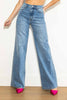 STUDDED PEARL HIGH RISE WIDE LEG JEAN