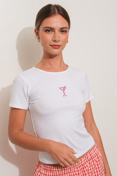 MARTINI EMBROIDERED TEE