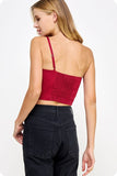 One-Shoulder Knotted Flower Bow Top