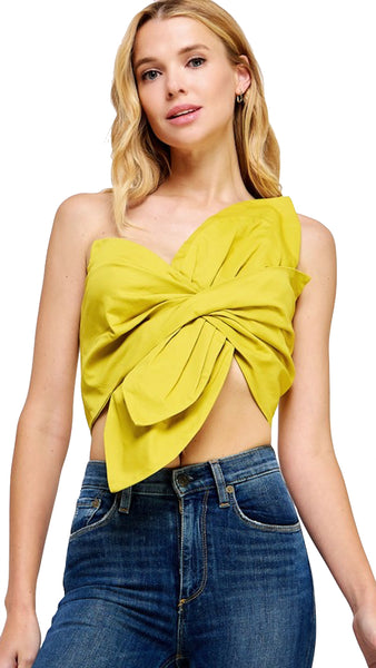 One-Shoulder Knotted Flower Bow Top