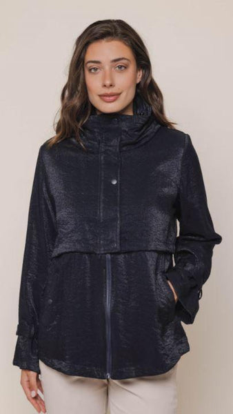 HATTY NAVY SHIMMER SHORT COAT